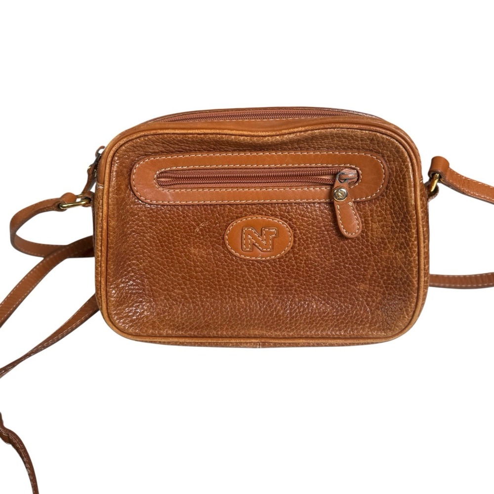 NINA RICCI‎ Vintage Brown Leather Crossbody  w Detachable Strap